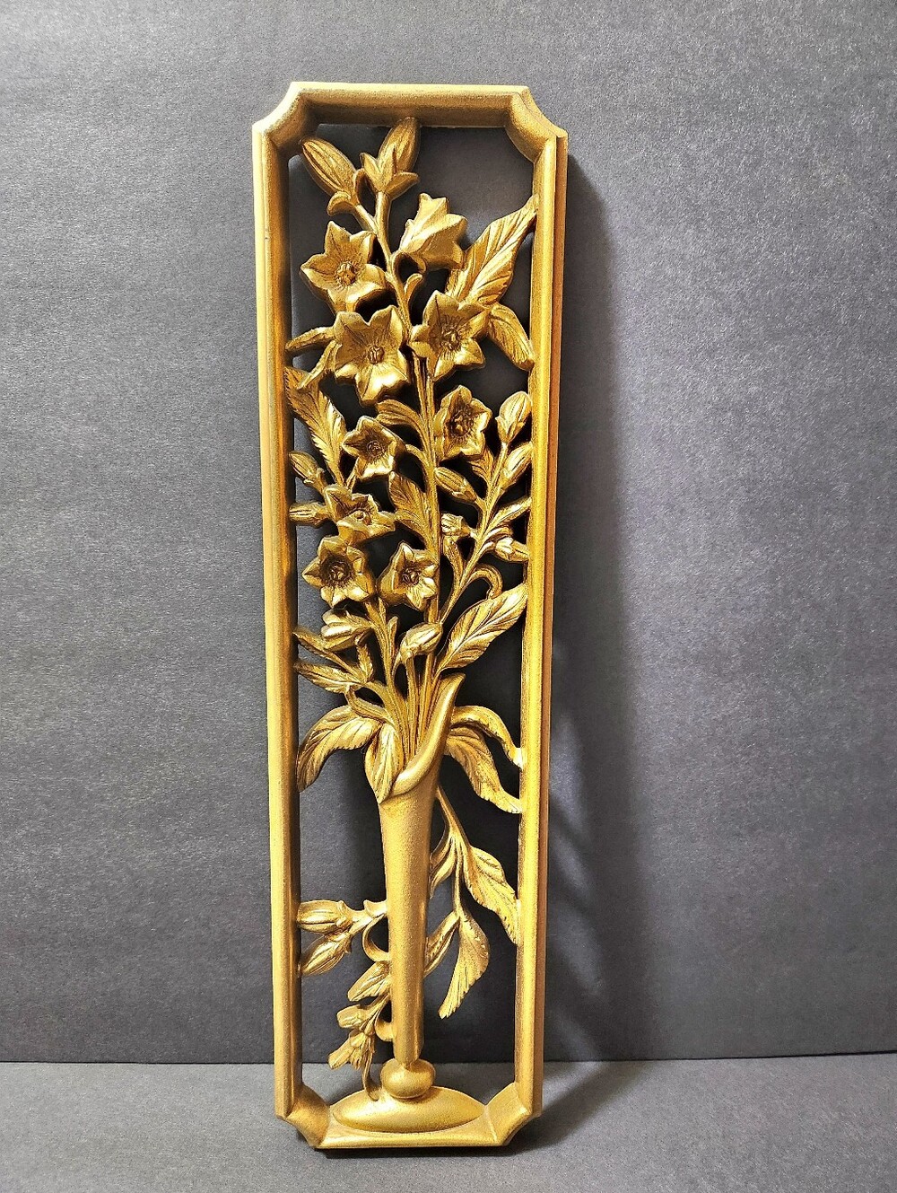 Gold Floral Wall Panel - Elegant Home Wall Decor